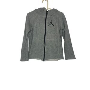 Nike Air Jordan Gray Hoodie Full Zip Jumpman Logo Boys Size Small (4-5 Yrs)